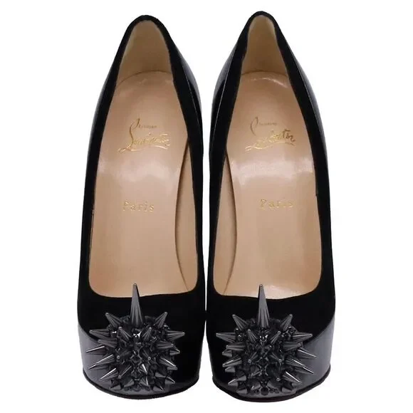 Christian Louboutin Asteroid Platform Pumps in Black Patent Leather and Suede - Picture 2 of 11